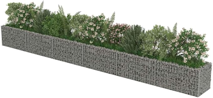 Gabion Raised Bed Silver Galvanized Steel 21.3 x 19.7 x 19.7 in Gardening Pots &amp Planters 143567