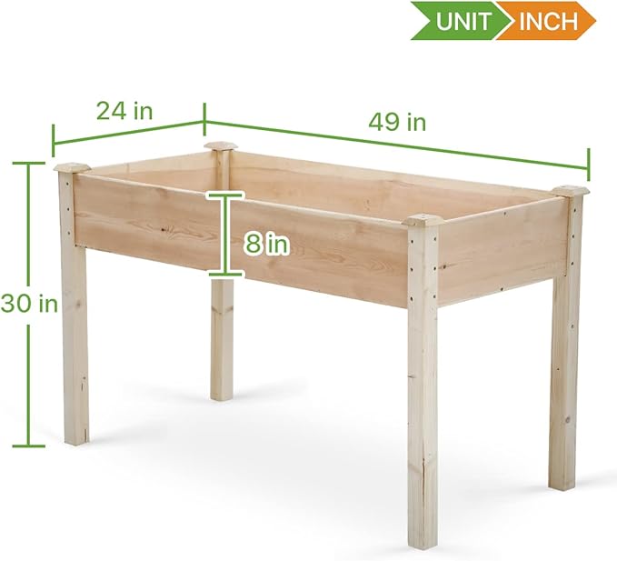 Raised Garden Bed 49x24x30 in Elevated Planter Bed Wooden Garden Beds with Legs Outdoor Plants Beds for Garden Patio Vegetables Herbs Nature