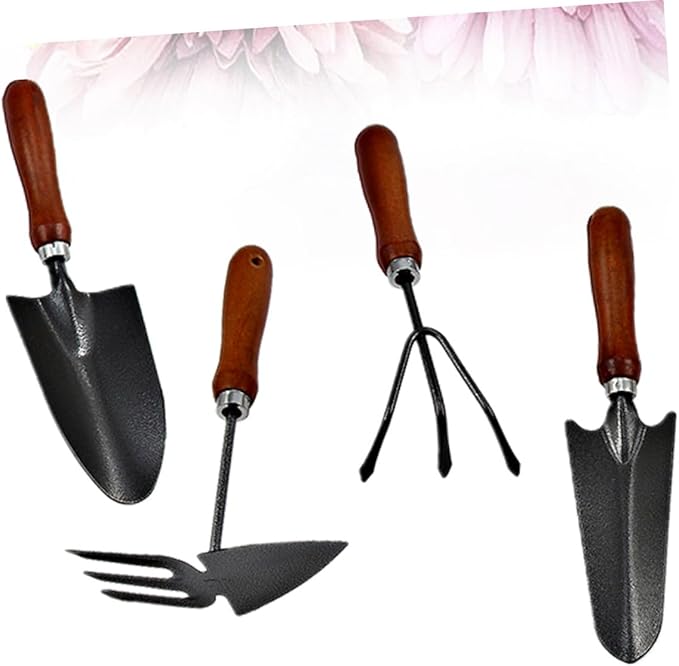 4pcs Mini Garden Tool Set Thickened Iron Spade Handle Planting Shovel for Transplanting Seedlings Weeding and Cultivating Flowers and Vegetables