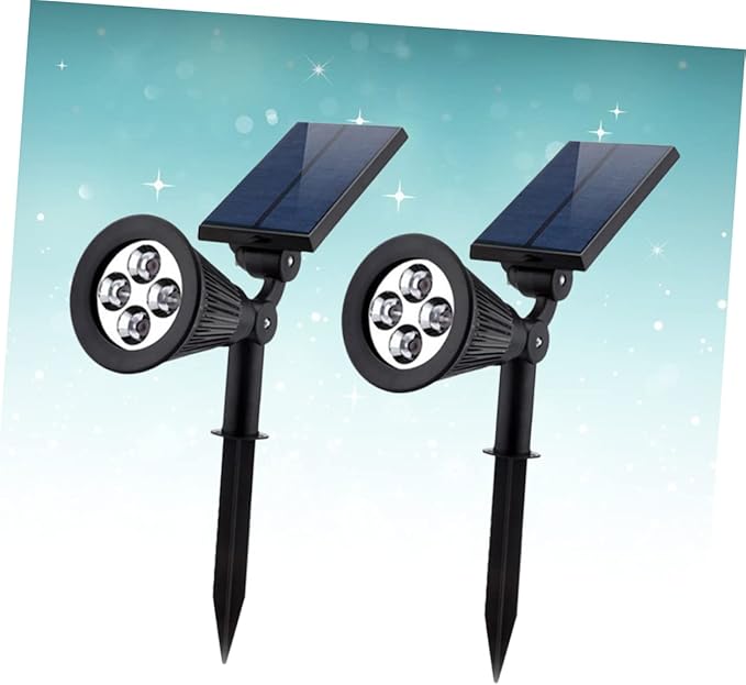 POPETPOP 2pcs Solar Garden Lights Led Ground Plug Landscape RGB Spotlight Outdoor Pathway Lights for Garden Patio Step Lighting
