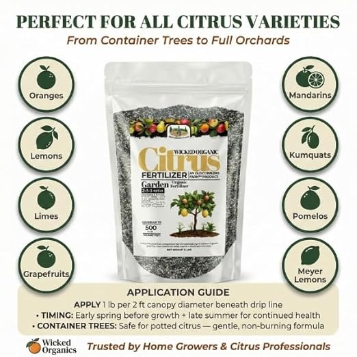 Old Cobblers Farm™ Wicked Organics Organic Citrus Fertilizer - Balanced Nutrition Supports Healthy Roots Green Foliage &amp Flavorful Fruit (5 lbs | 10 lbs | 15 lbs | 20 lbs) (5 lbs)