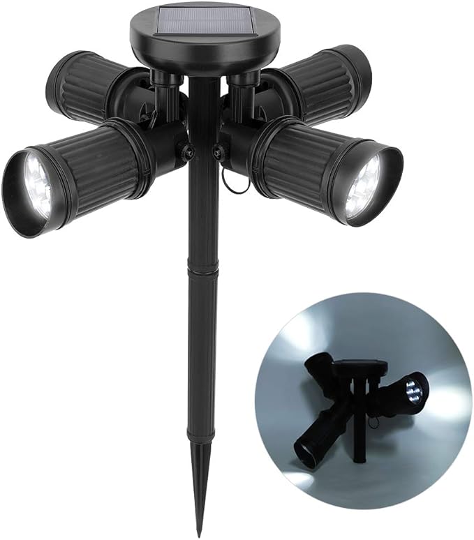 Solar Lawn Lights LED Spotlight Outdoor Landscape Lighting with 28 LED Beads Adjustable Light Heads for Yard Garden Patio IP65 Water Solar Powered Lights wi
