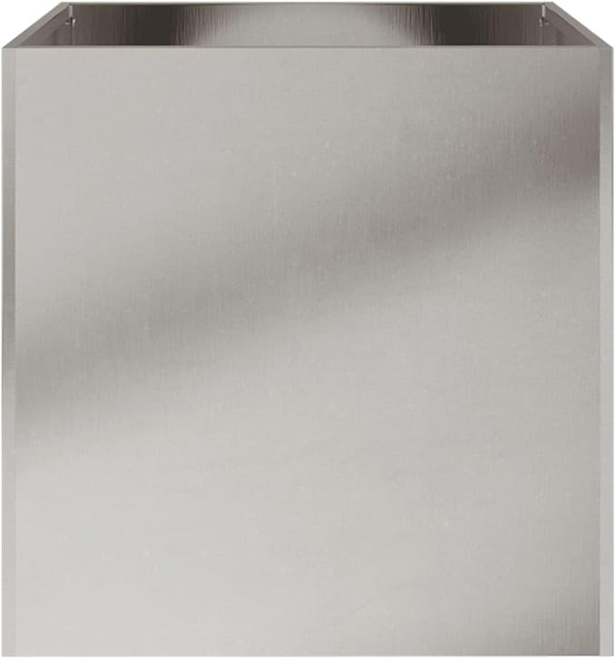 Set of 2 Silver Rectangular Stainless Steel Planters Large Outdoor Containers 15.7 x 16.5 x 15.4 in for Garden Patio Living Room and Balcony