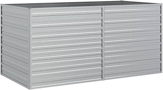 Garden Raised Bed 63x31.5x30.3 Galvanized Steel Silver