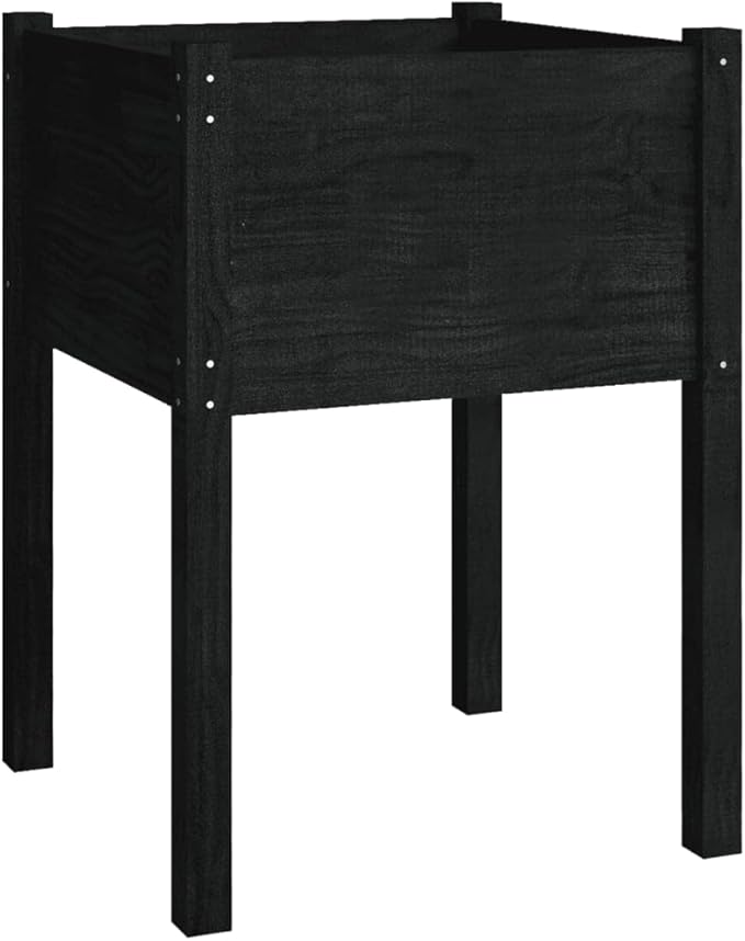 Garden PlantersGreenhouse PlanterDecorative Patio PlantersPatio Raised BedsVegetable PlantersHerb Plantersfor HerbsFruitsDeep-rooted vegetables2 pcs Black 19.7x19.7x27.6 Solid Wood Pine