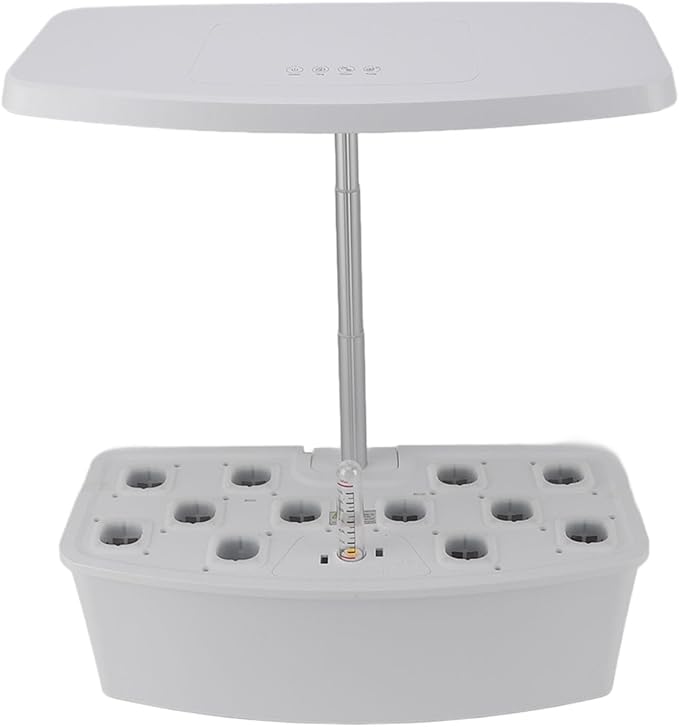 Hydroponics Growing System Indoor Garden 12 Pods System Garden Kit LED Grow Light Height Adjustable Hydroponic Planter Plant Germination Kit Gardening Gifts for Women (White)