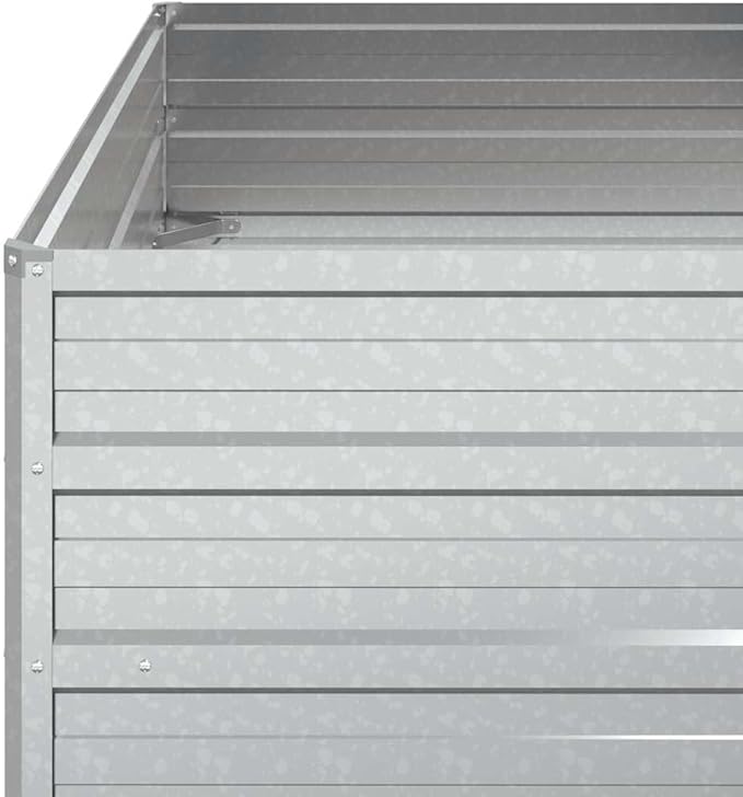 Garden Raised Bed Silver Galvanized Steel 39.4x39.4x17.7 inch Square Outdoor Planter for Vegetables Flowers Durable Metal Construction