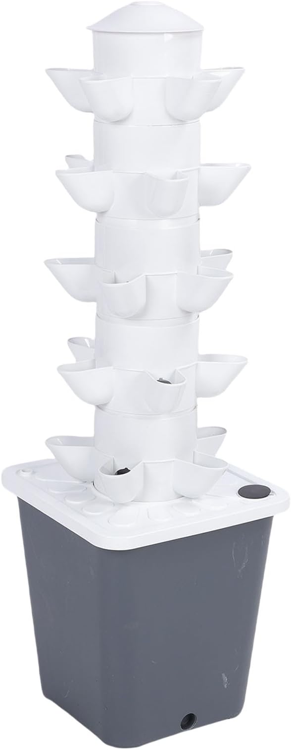 Respicefinem Hydroponic Growing System Tower 25 Holes Indoor Vertical Garden for Home and School Use with Us Plug