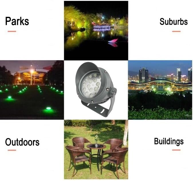 Landscape spotlights for Outdoor use Landscape Lights – LED spotlights AC 85-265V 180° Adjustable Bracket Ground Light Waterproof IP65 Ground Spotlight Red-12W