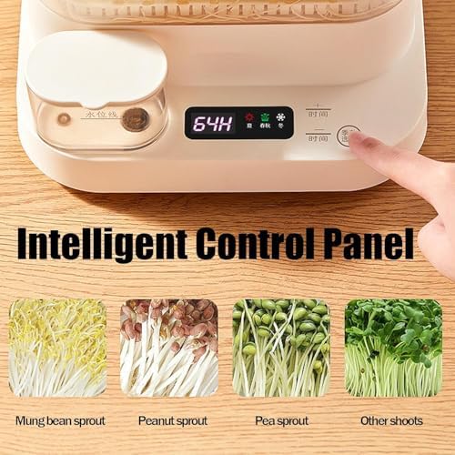 Automatic Bean Sprout Machine with 360° Spray 1.5L Water Tank LED Display 3 Modes for Radish Wheatgrass Barley