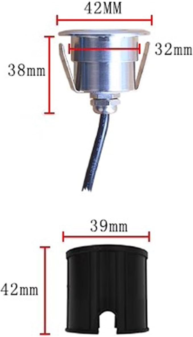 Buried Lights 1W Mini Underwater LED Recessed Spotlight Ultra-Thin Step Light IP68 Waterproof Stainless Steel Inground Light For Pool Fountain Garden Outdoor Landscape Lighting(Blue Light42mm(220