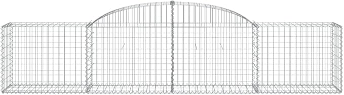 3-Piece Galvanized Iron Gabion Basket Set 118 x 118 x 32 in Silver Rectangular Planter Box for Elevated Garden Beds Outdoor Raised Flower Bed Patio Backyard Landscaping