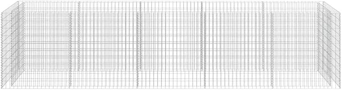 Silver Galvanized Steel Gabion Raised Bed 177.2 x 35.4 x 39.4 in Industrial Planter Box for Large Outdoor Garden Patio Herb Flower Display