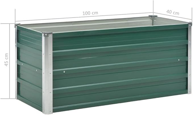 SKM Garden Raised Bed Garden Raised Bed Galvanized Steel 39.4x15.7x17.7 Green