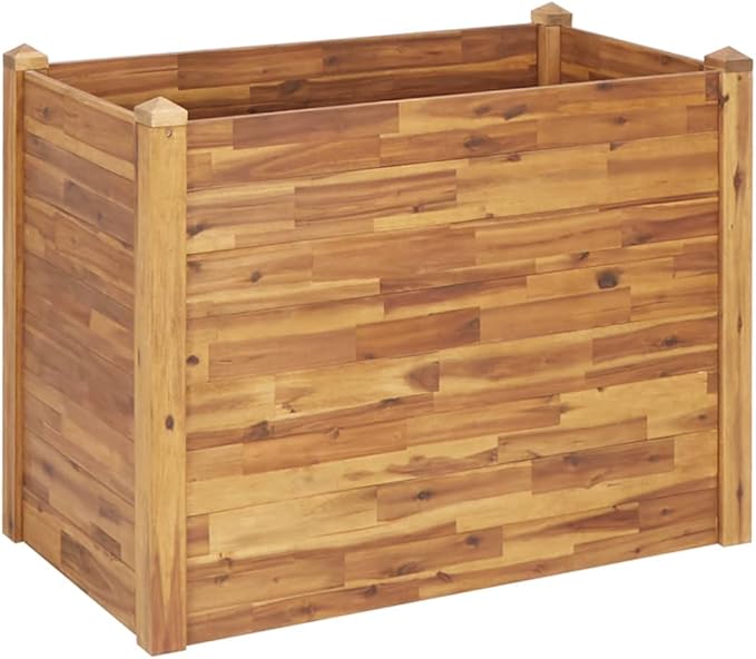 Garden Raised BedWood Planter Raised BedsGardening PotsPlant BoxPlantersBox PlanterDistinctive Stackable Designfor Backyard Patio Balcony 43.3x23.6x33.1 Solid Acacia Wood