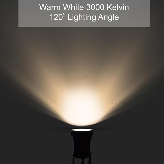 GSS6005 Plug in Spotlight Outdoor 5W LED Landscape Spotlight 120V 3000K Warm White Metal Construction with Ground Stake 3ft Cord and Plug Black (Pack of 2)