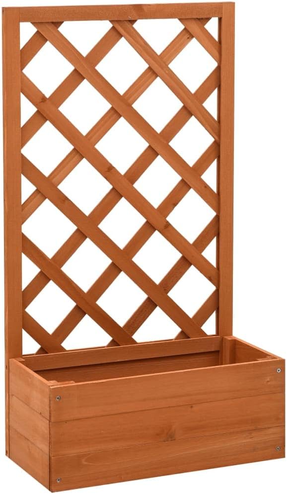 Garden Trellis PlanterWood Planter with Trellis Planter Box with Trellis Raised Garden Bed Outdoor for Plants Hanging Flower BasketsOrange 19.7x9.8x35.4 Solid Firwood