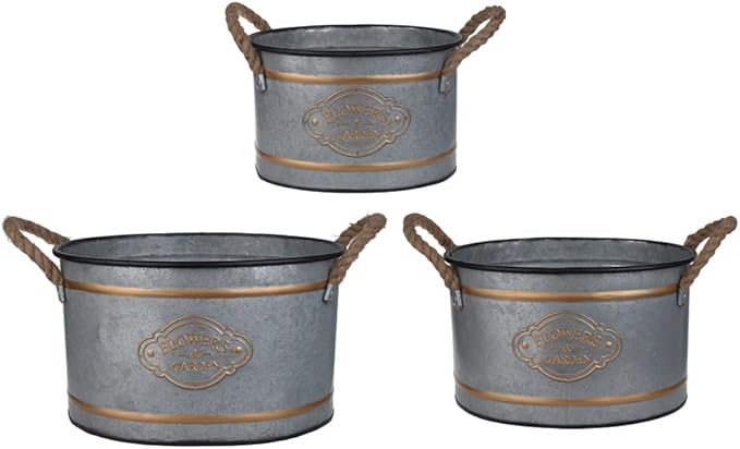 Set of 3 Metal Decorative Pots