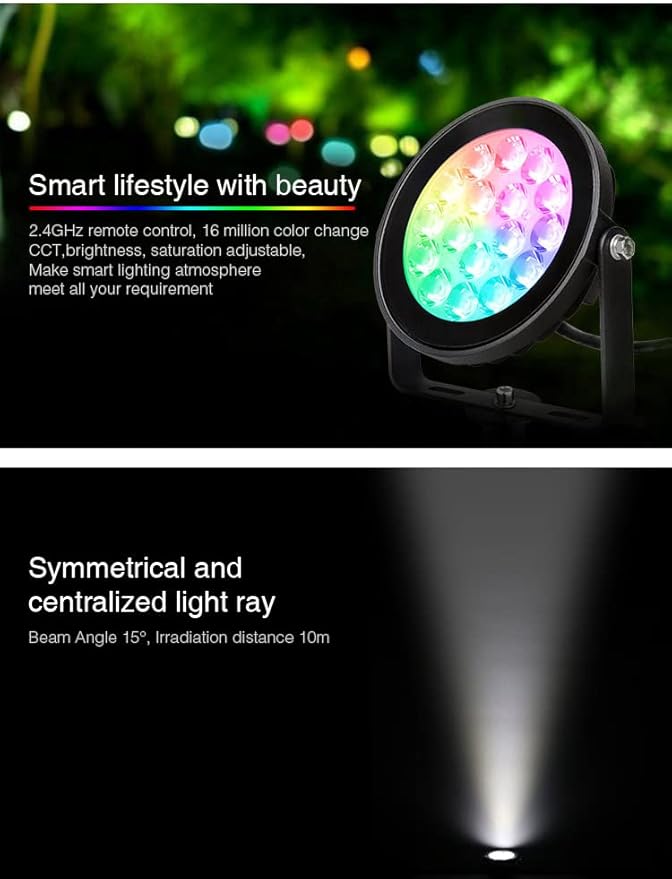 LGIDTECH FUTC01 Miboxer 9W RGB+CCT DC 24V Outdoor LED Garden Spotlight 16 Million Colors ChangingColor Temperature Adjustable