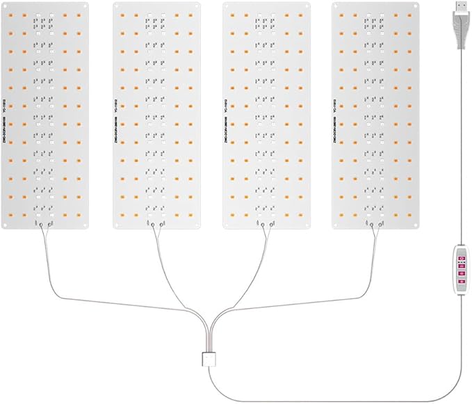 4Head Indoors Plant Panel Light DC5V Full Spectrum Cultivation Lamp 5 Level Dimmable Timing 4/8/12Hours Vegs Flowers Hydroponic Fill Lamps Sunlight Seeding Cultivate Light UV IR Greenhouse Tent