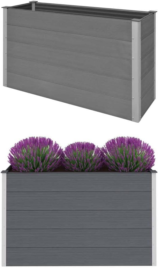 Garden Raised Bed WPC 59.1x19.7x35.8 Gray36.24 KG43608