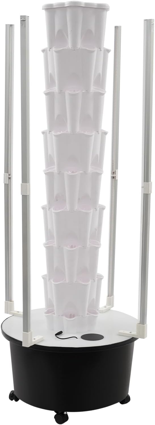 8 Tiers Hydroponic Growing System 3W 48 Holes Portable Vertical Garden Planter with LED Grow Lights &amp 4 Universal Wheels40L Indoor Smart Garden Kit for Herbs Fruits &amp Vegetables