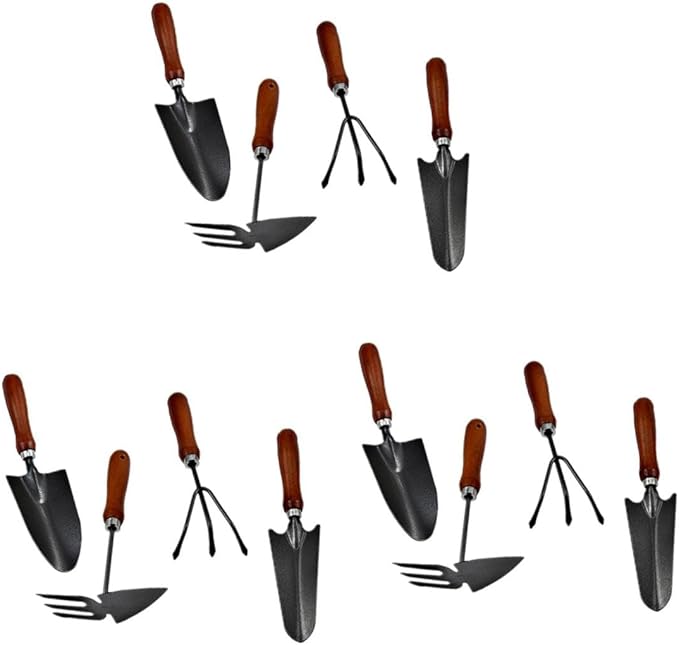 SUPVOX 1set Mini Garden Tool Set Sturdy Iron Spade with Handle for Planting Transplanting and Weeding for Gardening Enthusiasts and Flower Lovers 4pcs