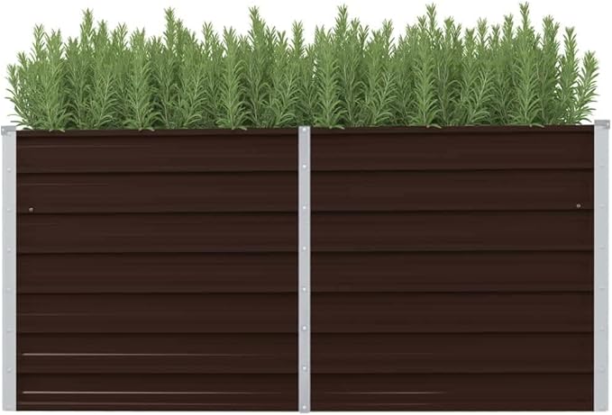 Garden Raised Planter Raised bedsGalvanized PlanterFlower BedTroughMetal PlanterRaised Garden BedBed Brown 63x15.7x30.3 Galvanized Steel