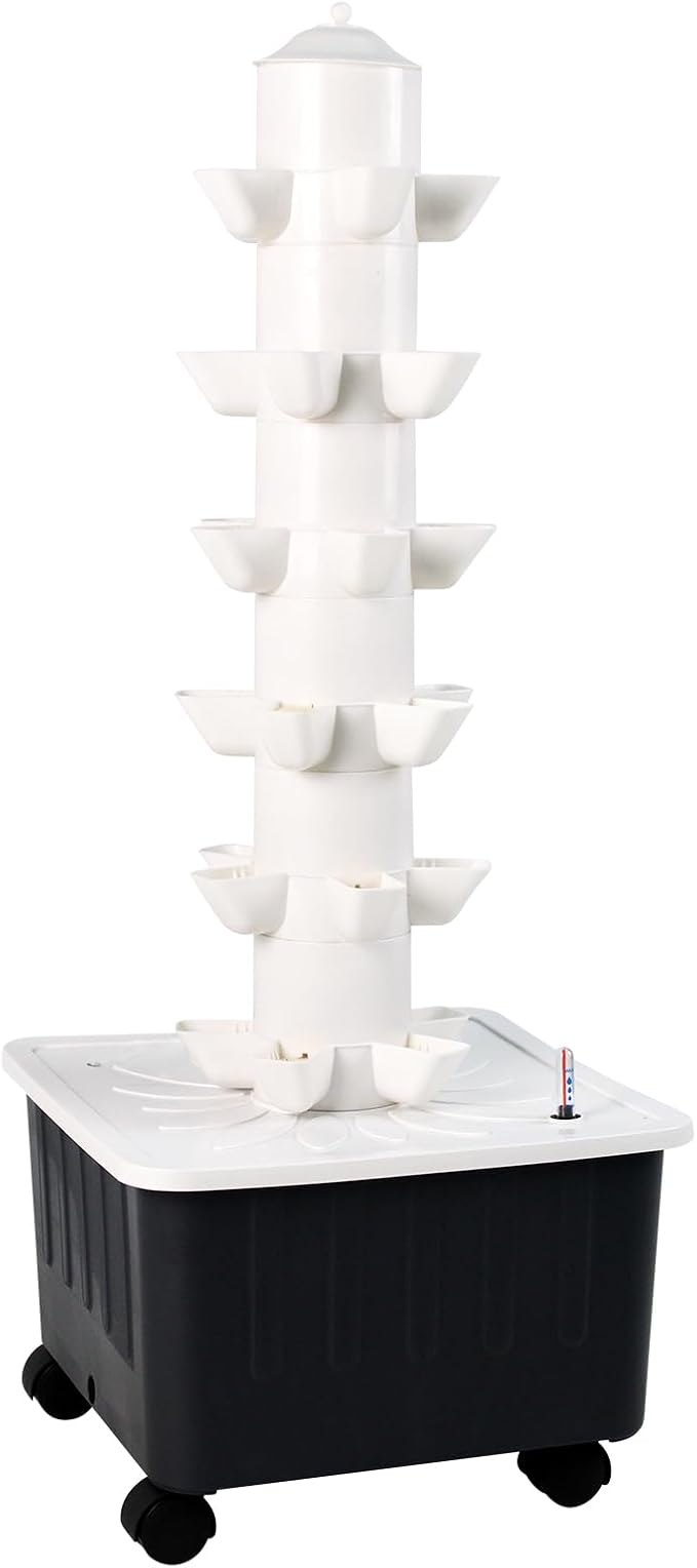 Hydroponics Growing System Indoor Gardening System Hydroponic Tower with 30 Liter Capacity Mobile Water Tank for Home Balcony or Small Greenhouse Growing