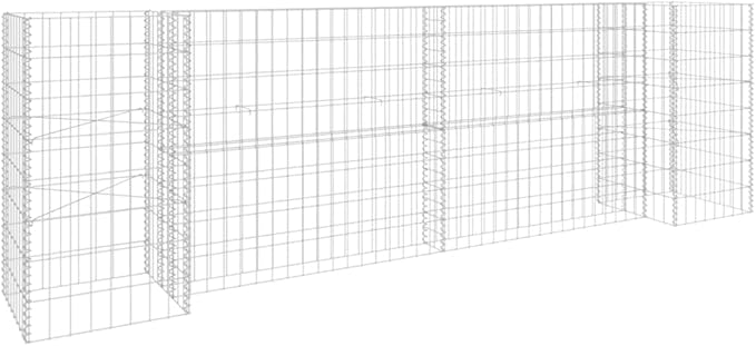 Galvanized Steel H-Shaped Gabion Planter Raised BedOutdoor Garden Galvanized Steel Wire Mesh Grid Stone Wall Flower Raised Bed for Vegetables Flowers Plants 102.4x15.7x31.5 -AA