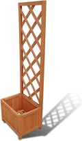 Rustic Solid Wood Garden Planter with Trellis 15.7x15.7x53.1 in Brown Outdoor Raised Planter Box for Flowers Vegetables Patio Yard