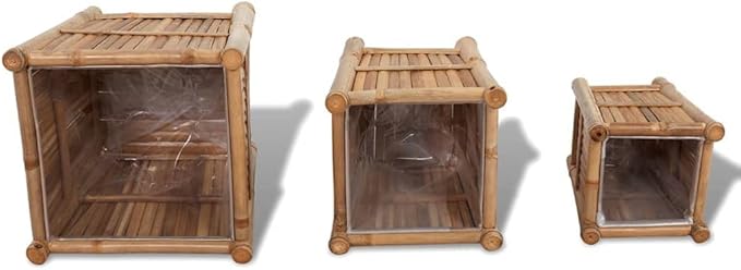 Raised Bed Set Bamboo - Planter Box for Gardening Outdoor Flower and Vegetable Planting in Large Medium Small Pots and Beds