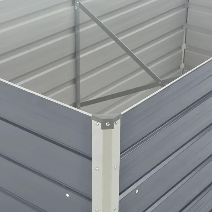 Raised Garden Bed Grey Galvanized Steel Indoor Flower planters Plant containers Decorative pots for Garden Backyard 63 x 31.5 x 17.7 in