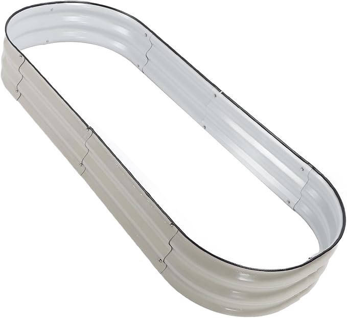 GLOGLOW Raised Garden Bed Kits Thicken DIY Garden Raised Planter Box Open Bottom Rounded Corners Easy Installation Bed for Vegetables Flower (White)