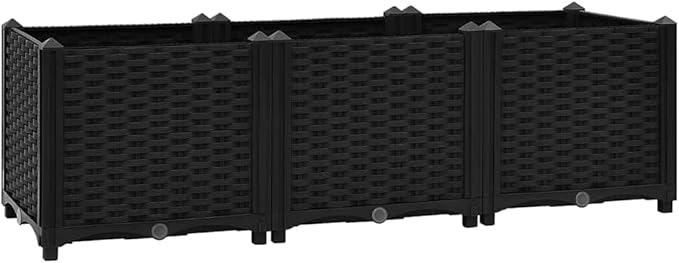 Rectangular Raised Garden Bed Black Polypropylene 47.2x15.7x15.0 in Durable Outdoor Planter Box for Patio Balcony Herbs
