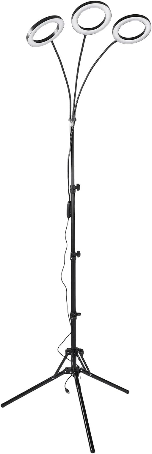 Buachois Plant Grow Light with 3/9/12H Timer 6 Brightness Levels Full Spectrum 108 LEDs Height Adjustable Floor Standing Lamp for Indoor House Plants (US Plug 3 Heads 28W Use 3A Adapter)