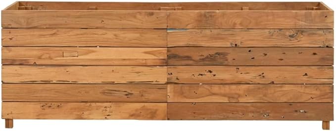 Wooden Raised Bed Planter Box for Flowers/Vegetables/Herbs in Backyard/Patio Outdoor 59.1x15.7x21.7 Recycled Teak Wood and Steel-1010