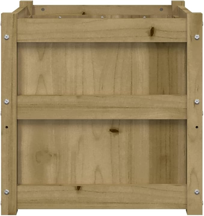 Garden Planter Brown Treated Pine Wood 19.7 in Square Outdoor Raised Garden Bed Decorative Touches for Patio Deck and Yard Durable Construction