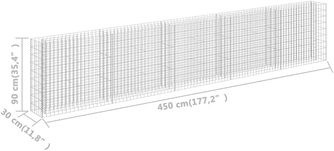 Gabion Raised Bed Galvanized Steel Metal Gardening Box Outdoor Planter for Flower Plant Vegetable Growing - 177.2x11.8x35.4 Large Beds