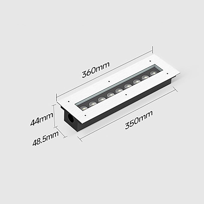 Led Landscape Lights - Outdoor Buried Lights Stainless Steel Panel Rectangle Floor Ground Light Ip67 Waterproof Recessed Spotlight for Patio Step Walkway Easy Instal-Yellow-18W360MM