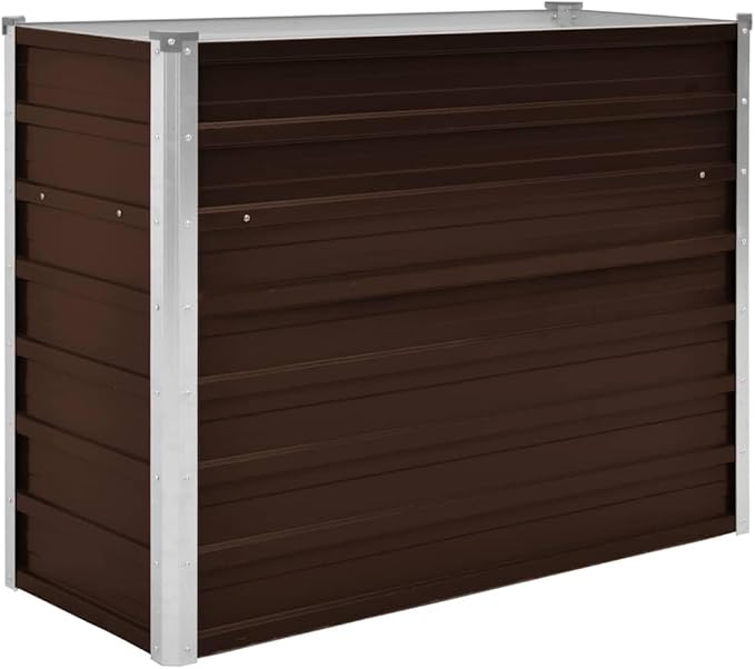 Brown Galvanized Steel Raised Garden Bed 39.4 x 15.7 x 30.3 Inch Outdoor Planter Box for Vegetables Herbs Flowers Durable Metal Planters for Outdoor Plants