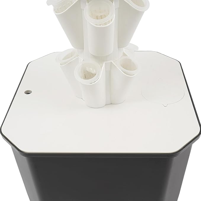 Eapmic Hydroponics Growing System Tower Garden 10-Tier 50-Hole Vertical Planter with 45L Water Tank &amp Auto Watering Indoor/Outdoor Hydroponic Garden Kit w/Wheels (White)