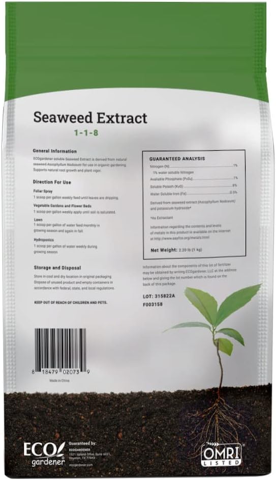 ECOgardener Seaweed Extract Soil Amendment Water-Soluble Powdered Organic Soil Conditioner