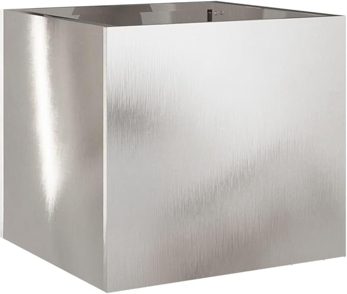 Set of 2 Silver Stainless Steel Rectangular Modern Planter Boxes 11.8x12.6x11.4 in Rust-Resistant Elevated Garden Beds Outdoor for Patio Balcony and Terrace