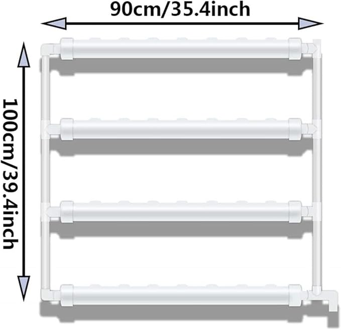 Hydroponic Growing Kits Wall Mounted Hydroponic Grow Kit 28 Plant Sites 4 PVC Pipes Hydroponics Growing System with Water Pump Water Culture Plant Growing System for Leafy Vegetables