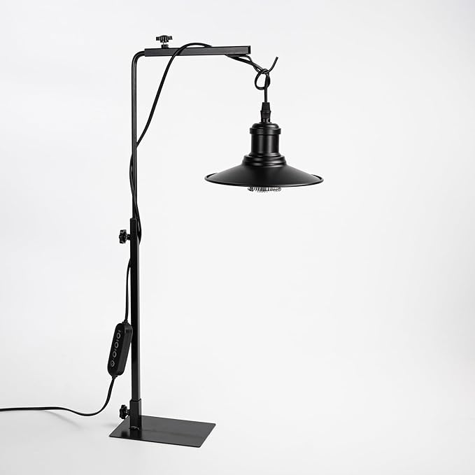 Free Standing Plant Grow Red &amp BlueLighting Adjustable Height 15 Feet Plug Timer Switch Cord Black Shade Simple Design for Plants Growing Indoor Gardening