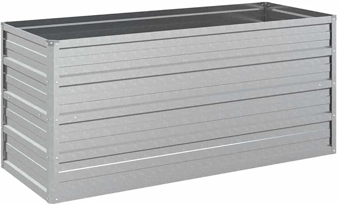 Rectangular Metal Garden Raised Bed Silver Galvanized Steel 39.4x15.7x17.7 Inch Outdoor Planter for Vegetables Flowers Herbs Patio Balcony