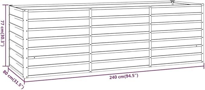 YAFF Large Rectangular Garden Raised Bed Rusty Corten Steel Weathering Finish 94.5x94.5 Inch Outdoor Planter Box