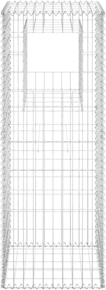Set of 2 Gabion Basket Post Galvanized Steel Planter Raised BedGabion Raised Bed to Fill with Rocks or Gravel 19.7x19.7x55.1 Iron
