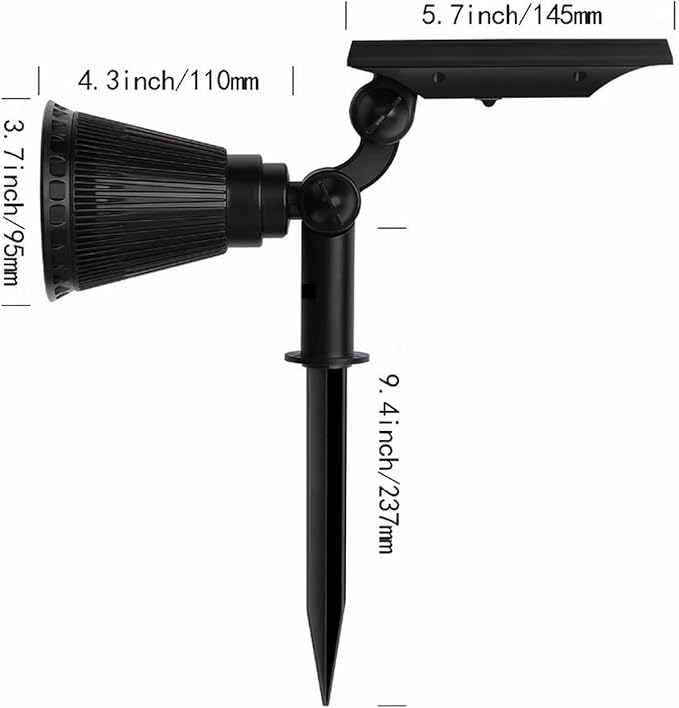 1Pcs 2W Solar Spotlight Outdoor Landscape Lights Waterproof Security Garden Lamp Adjustable for Patio Yard Garden